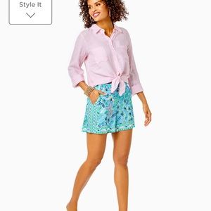 Lilly Pulitzer Neilah Shorts in Frenchie Blue Mosaic Shells Engineered